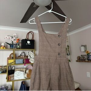 Brown Plaid Button-Front Dress